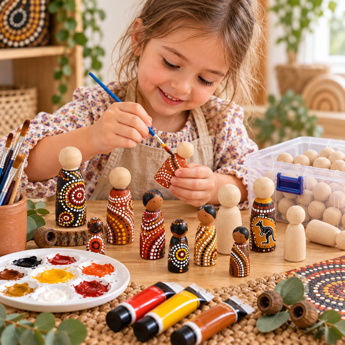 Set of 50 Wooden Assorted Peg Dolls Loose Parts DIY Art and Craft Dolls - HAPPY GUMNUT