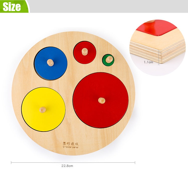Montessori 5 Circle Size Knobbed Puzzle - HAPPY GUMNUT