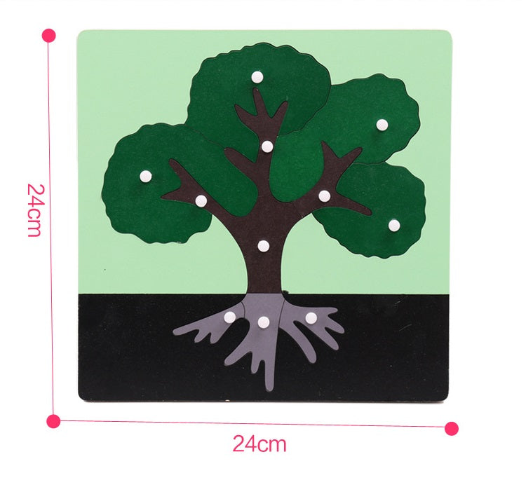 Montessori Animal or Plant Puzzles with Inset Tray Cabinet