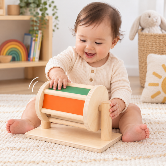 Montessori Spinning Drum With Mirror Panel - HAPPY GUMNUT