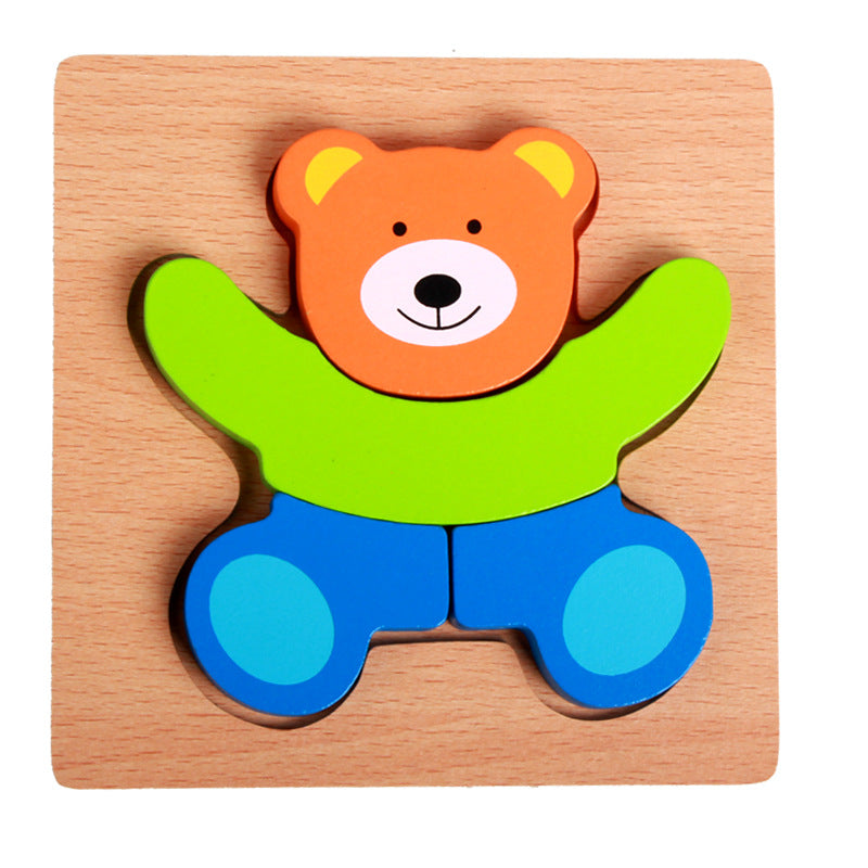 Basic Kids Starter Puzzle Various Designs Bear, Airplane, Butterfly, Bee, Ladybug, Boat Wooden Puzzle - HAPPY GUMNUT