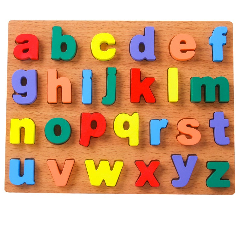 Set of 2 Capital and Lower Case Wooden Alphabet ABC Board Puzzle