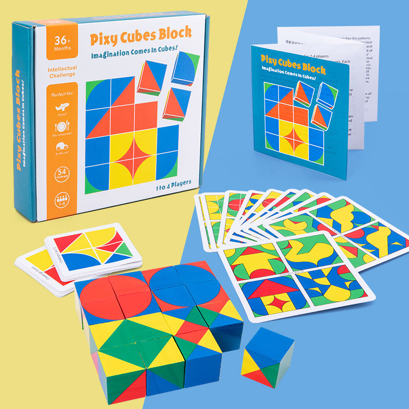 Wooden Pixy Cubes Patterns Children Party Game