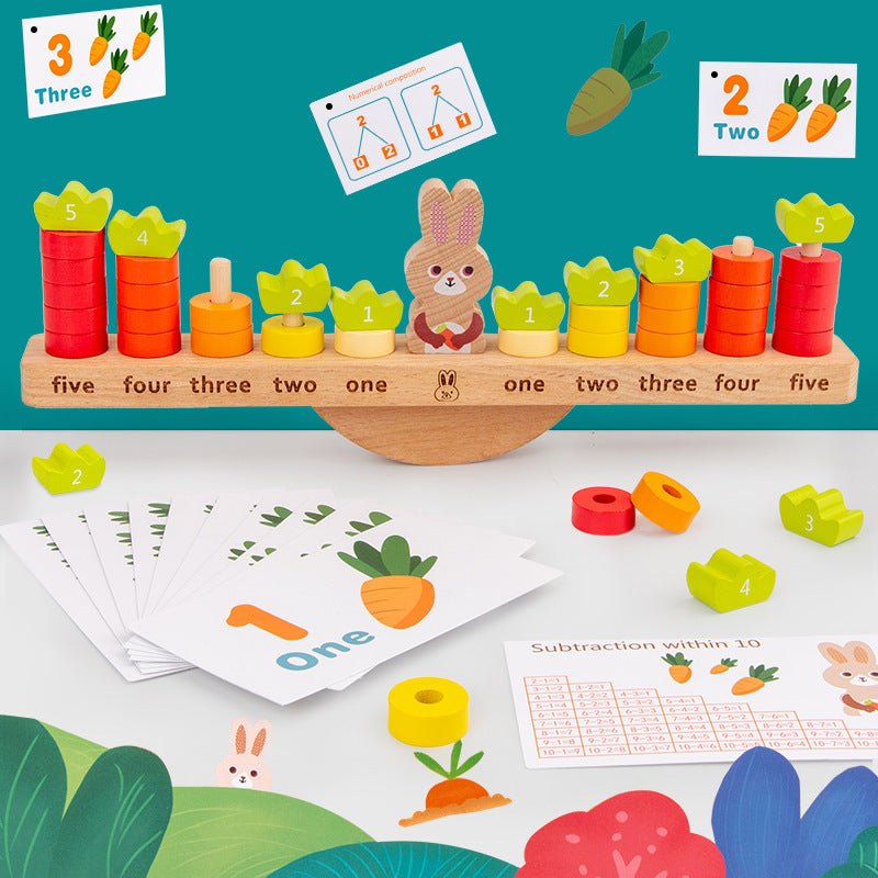 Carrot Counting Game Balancing Scale With Flash Cards