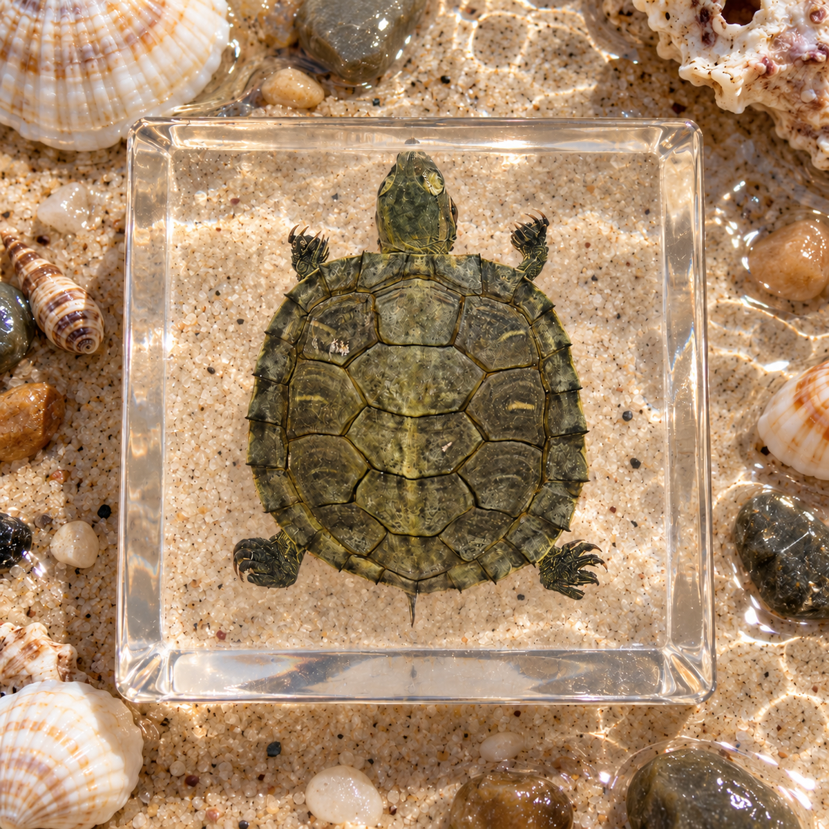 Real Turtle Specimen in Resin Block Kids Science Educational Material Toy Gift Epoxy STEM - HAPPY GUMNUT