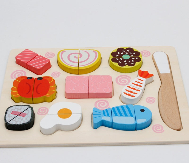 Wooden Seafood and Sushi Cutting Puzzle Magnetic Cutting Board