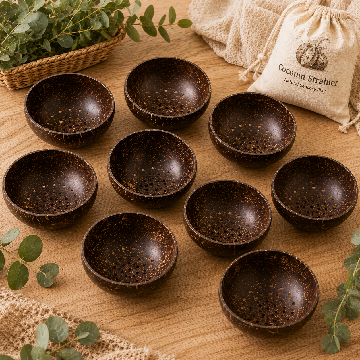 Natural Coconut Sensory Strainer – Natural Loose Parts Play