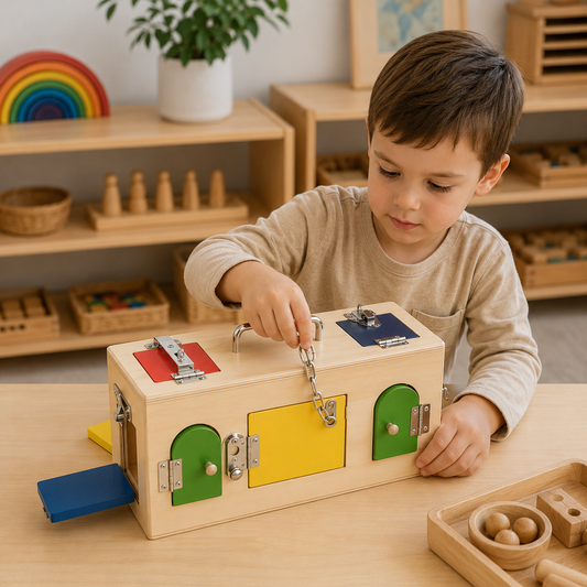 Montessori  Latch and Lock Box Stainless Latches  Kids Wooden Toy - HAPPY GUMNUT
