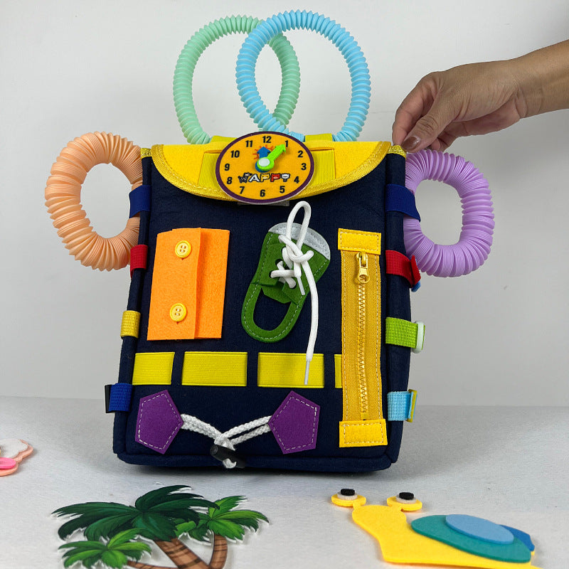 Portable Montessori Sensory Busy Board Backpack for Kids – Fine Motor Skills Toy, Autism Learning Activity, Travel-Friendly Educational Toy