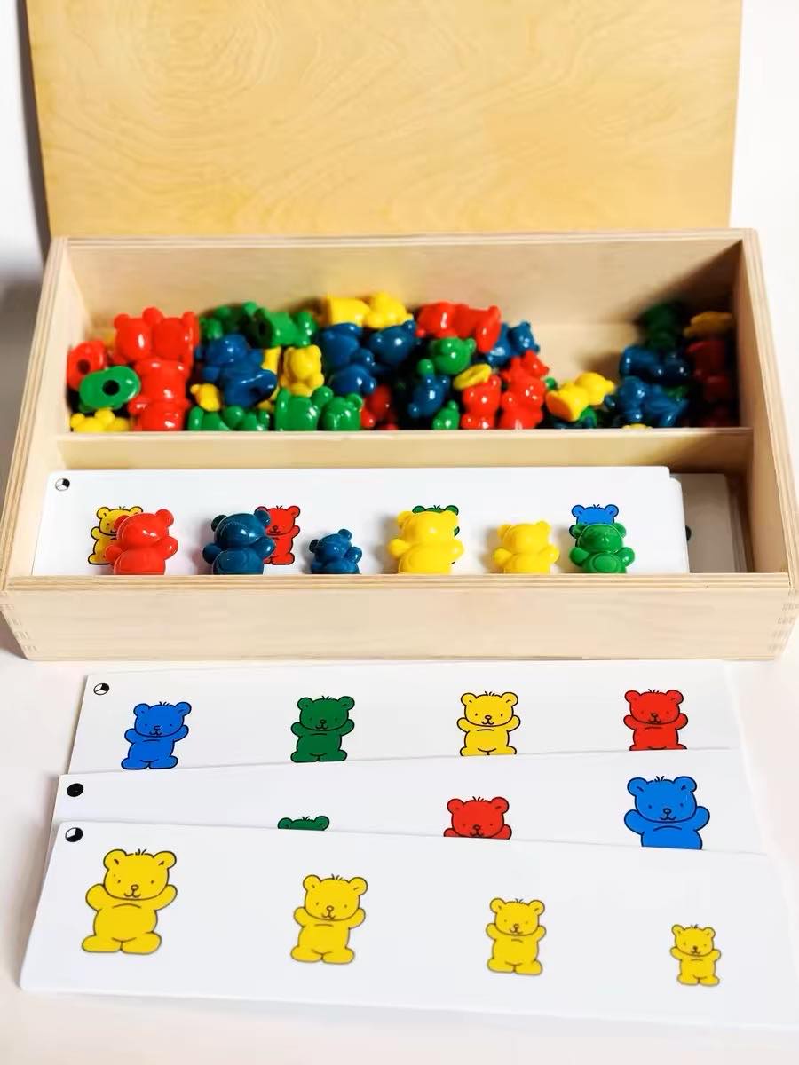 Bear Math Games 64pc Bear Counting Game with Pattern Cards and Case Learning Math Educ ...