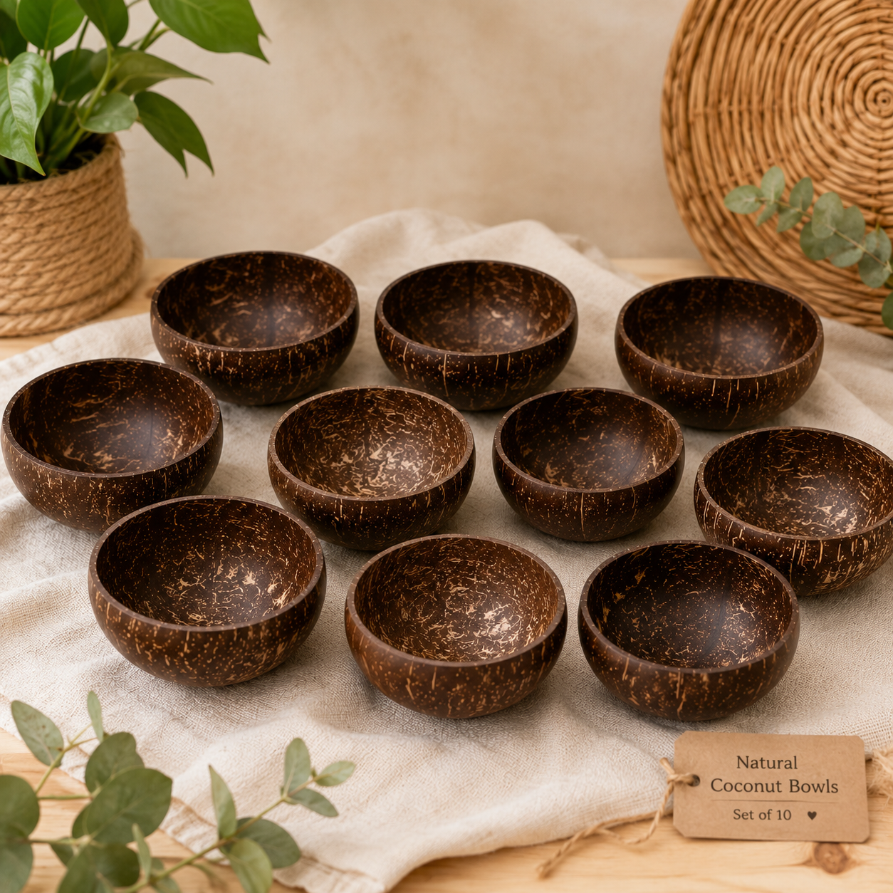 Natural Coconut Bowl for Kids Tool Sensory Bin Utensils