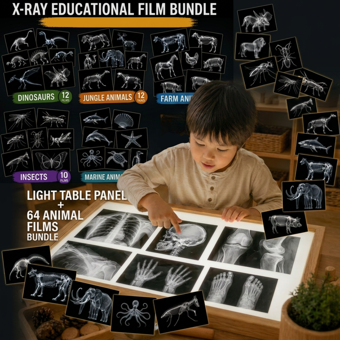 Wooden Light Panel for Table Kids Sensory Tool Educationl Human Skeleton and Animal Body Learning Kit