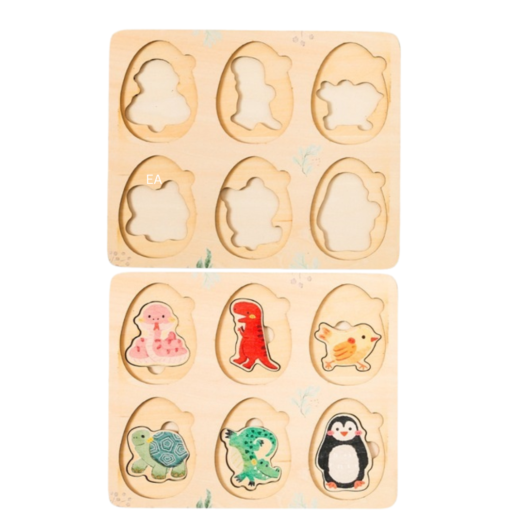 Wooden Animal Egg Colour Sorting multi layer Puzzle With Tray