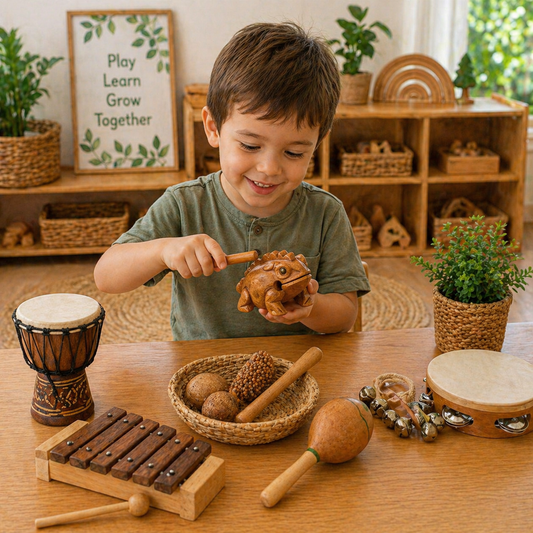 Frog Guiro Percussion Musical Instruments Wooden Croaking Frog - HAPPY GUMNUT