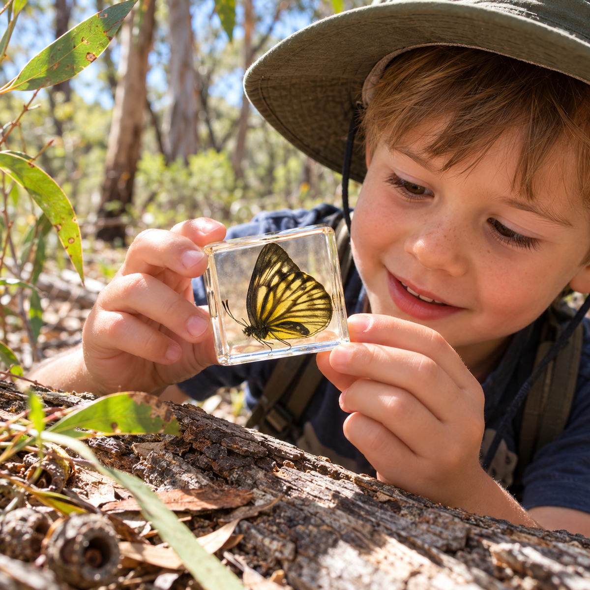 Real Butterfly Specimens in Clear Resin Blocks – Children Kids Nature & Science Learning Insect Toy Gift