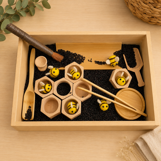 22 Piece Natural Sensory Beehive Sensory Bin Tool Kit NO TRAY - HAPPY GUMNUT
