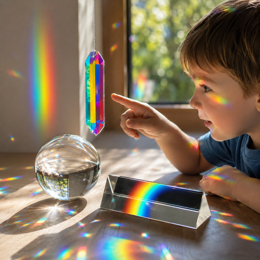 Educational Optical Glass Triple Triangular Prism 10cm  Rainbow Sun Catcher Discovery Set