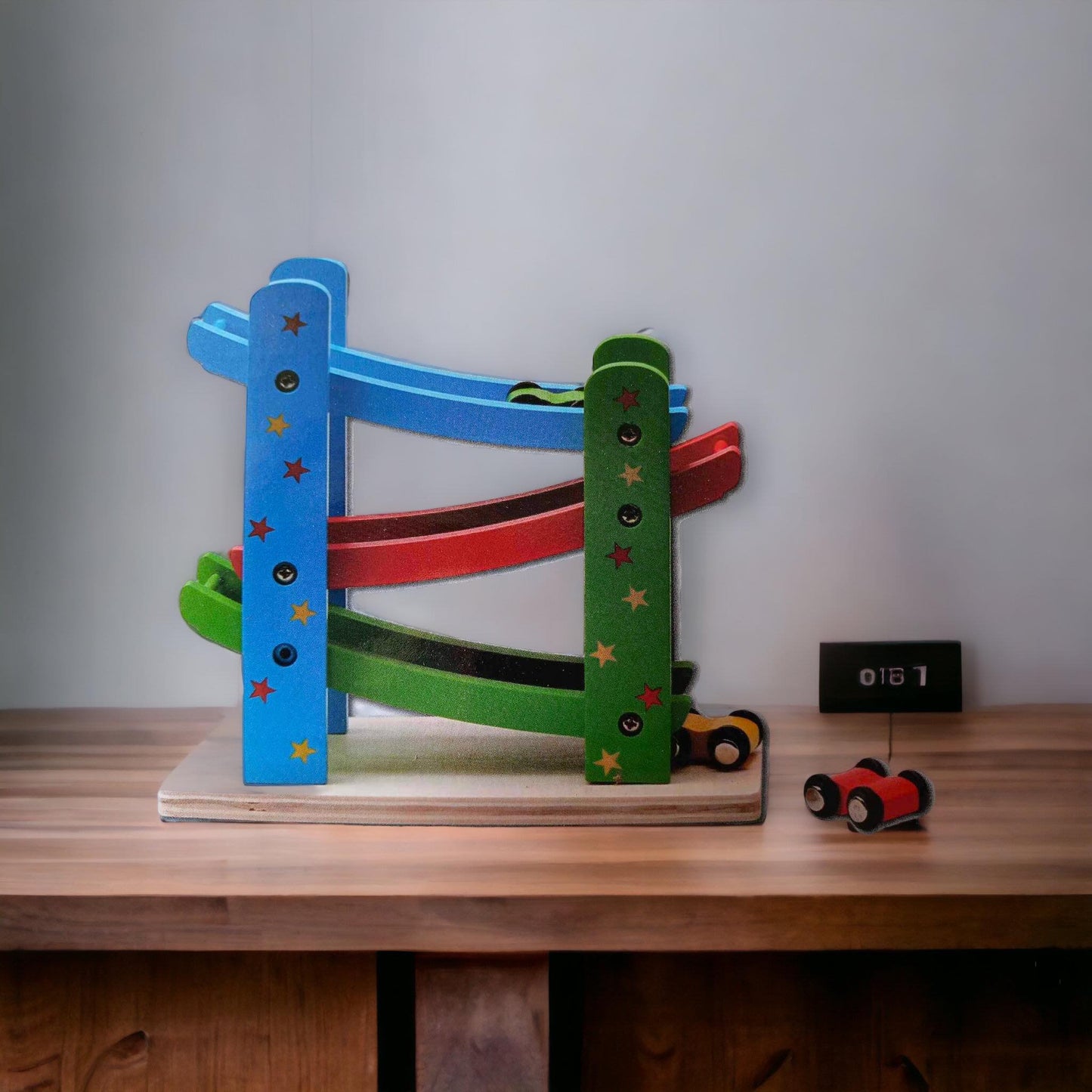 Wooden DIY Zig Zag Car Ramp Race Track Tower