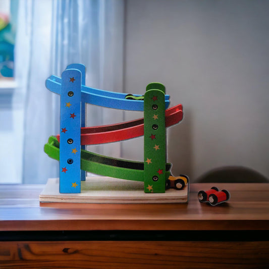 Wooden DIY Zig Zag Car Ramp Race Track Tower