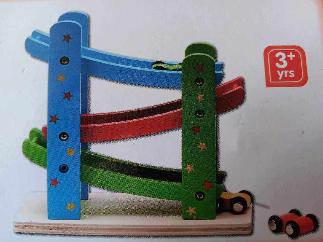 Wooden DIY Zig Zag Car Ramp Race Track Tower
