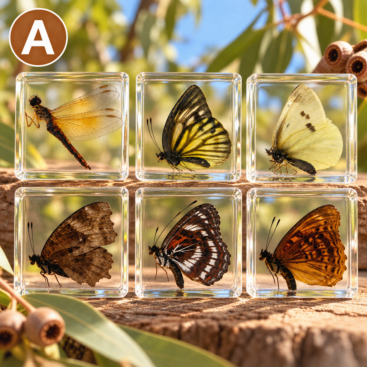Real Butterfly Specimens in Clear Resin Blocks – Children Kids Nature & Science Learning Insect Toy Gift