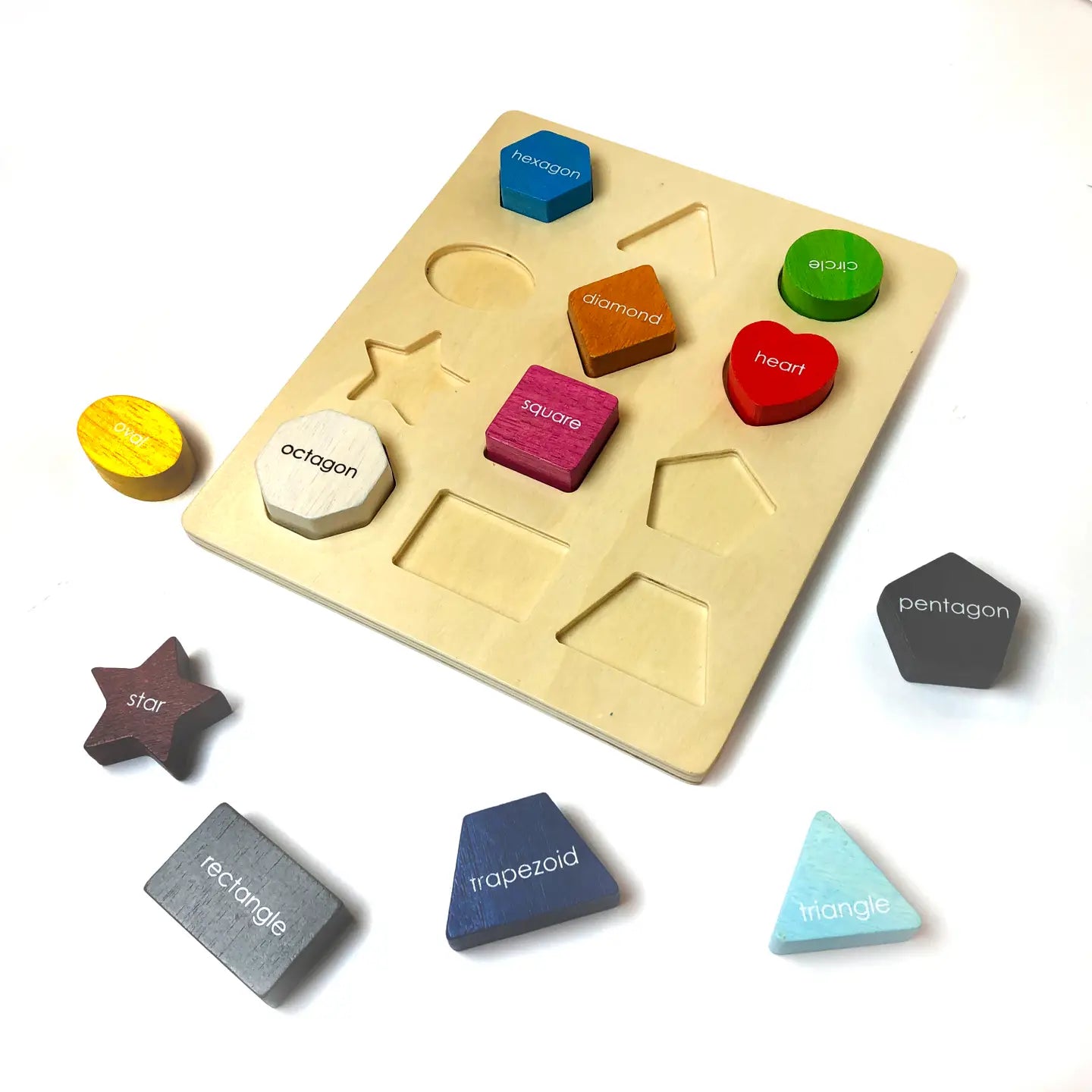 Wooden Colourful Learning Basic Shape Geometric Puzzle – HAPPY GUMNUT