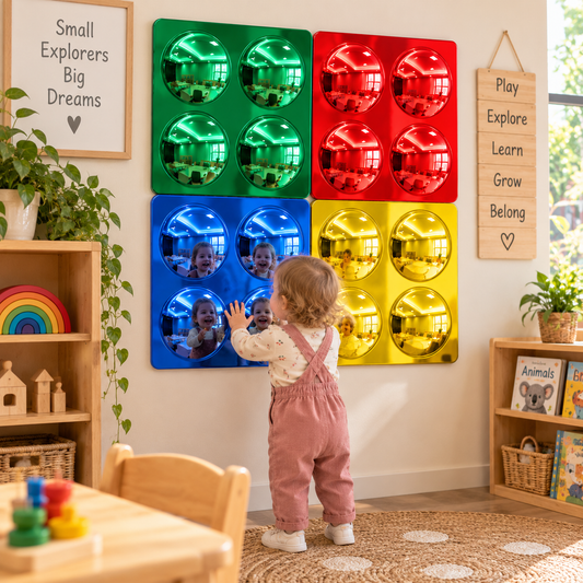 4 Bubbles Mirror Set Sensory Wall Mirrors 33cm for Kids Childcare Room Decoration