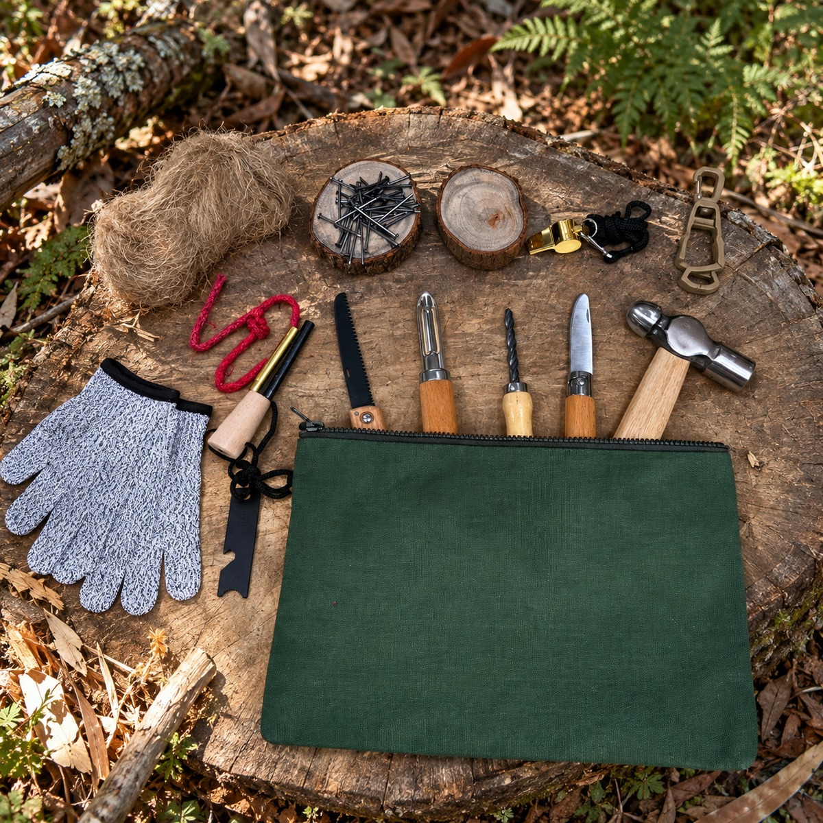 Children’s Bushcraft Woodworking Kids Whittling Knife and Spinning Hand Drill Kit Camping Tool Fire Starter