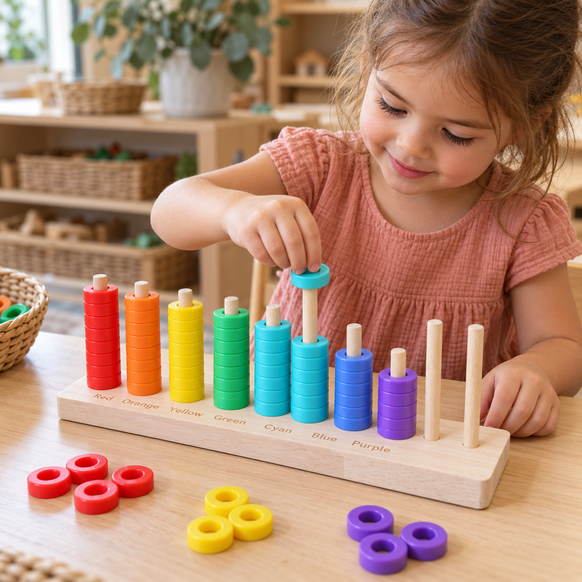 Counting 1-10 Ring Counter Montessori Inspired Math Game Educational Toy