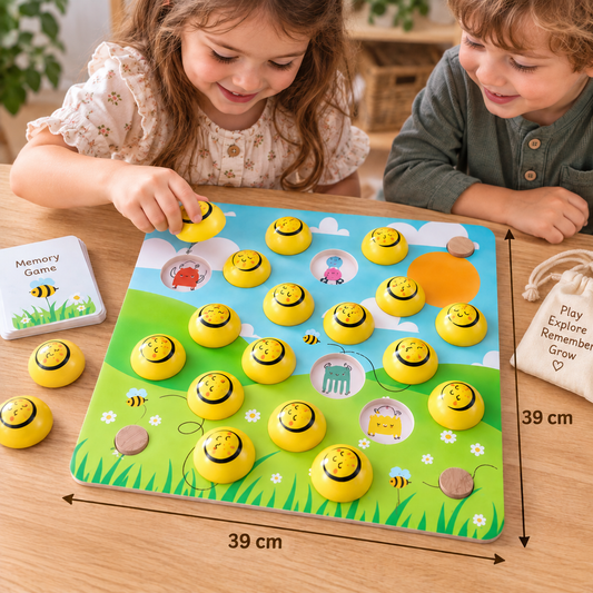 Jumbo Wooden Memory Chess Bee Game with Matching Tracing Cards - HAPPY GUMNUT