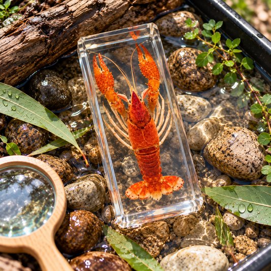 11cm x  4.5cm Jumbo Real Crayfish Specimen in Resin Block