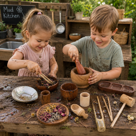 Montessori Wooden Sensory Play Utensil Kit – 17 Piece Set