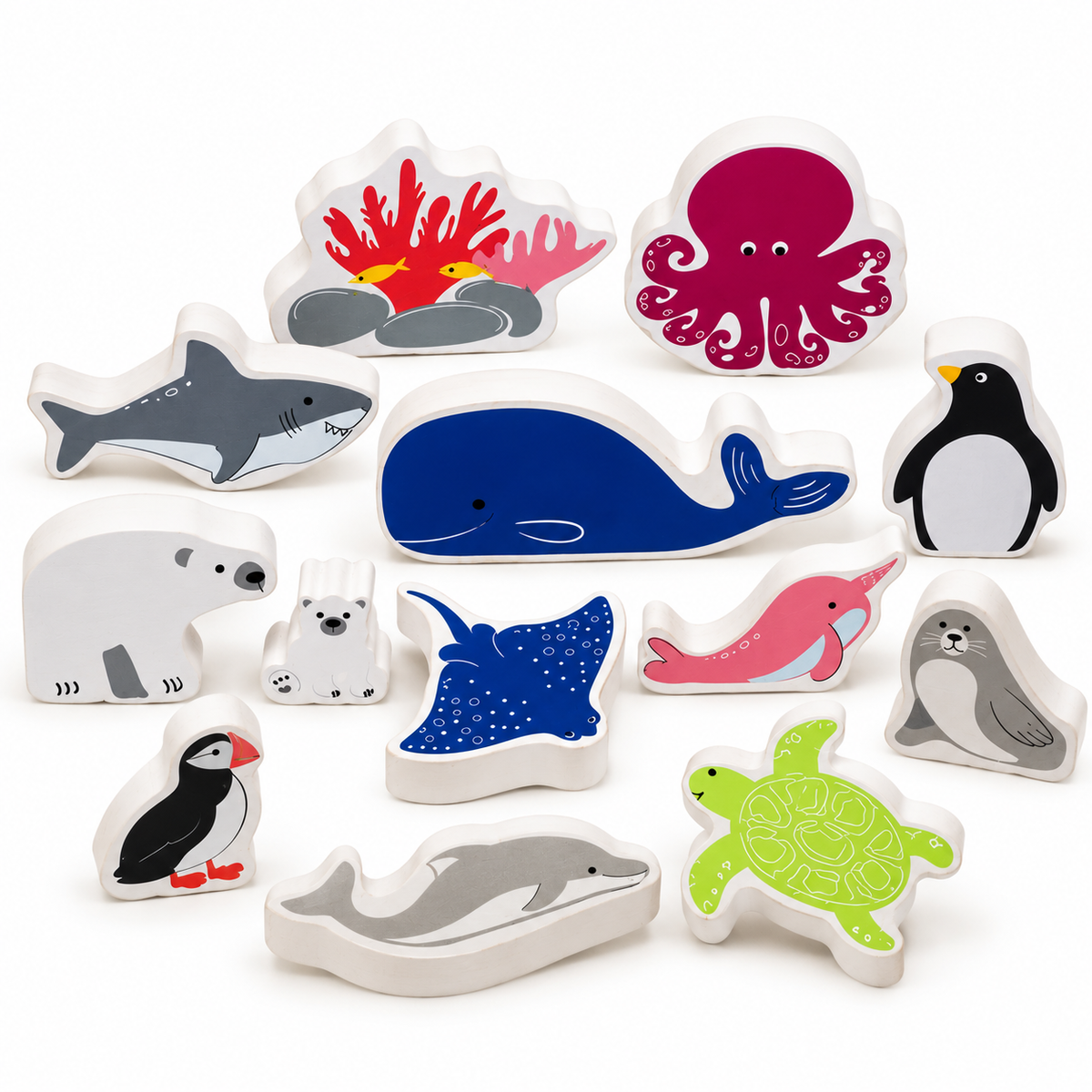 Wooden Puzzle Arctic Marine Animals Stacking Blocks