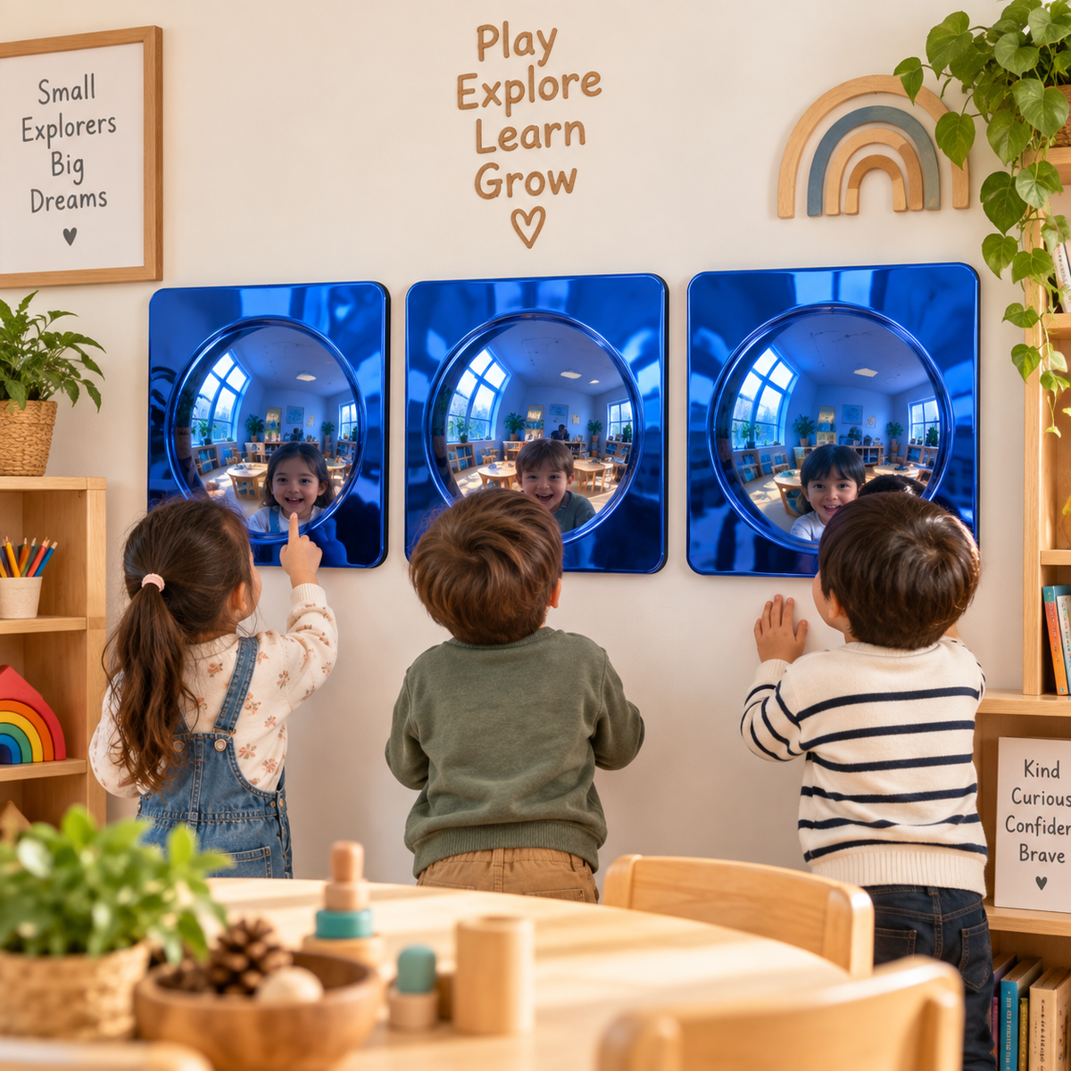 Bubble Mirror Set Sensory Wall Mirrors for Kids 25.4cm  | Clear, Red, Yellow, Green, Blue, Pink, Purple Childcare Classroom - HAPPY GUMNUT