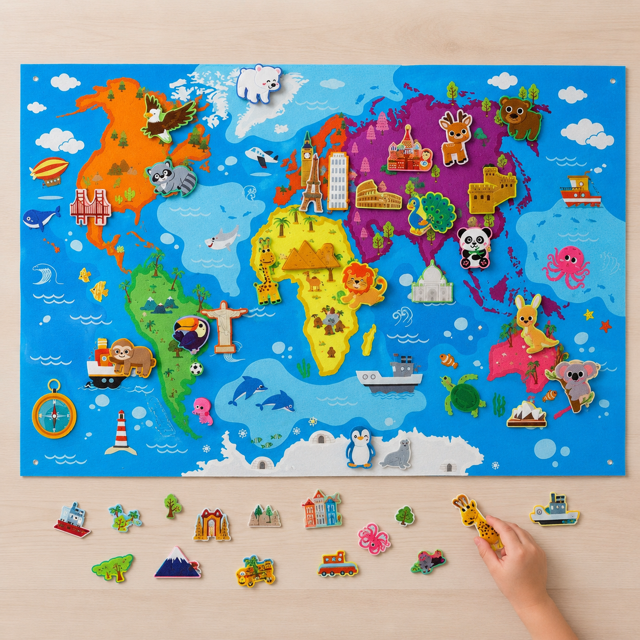 Portable Felt Learning Poster Solar System Earth Velcro Stickers Educational / Decoration VARIOUS DESIGNS - HAPPY GUMNUT