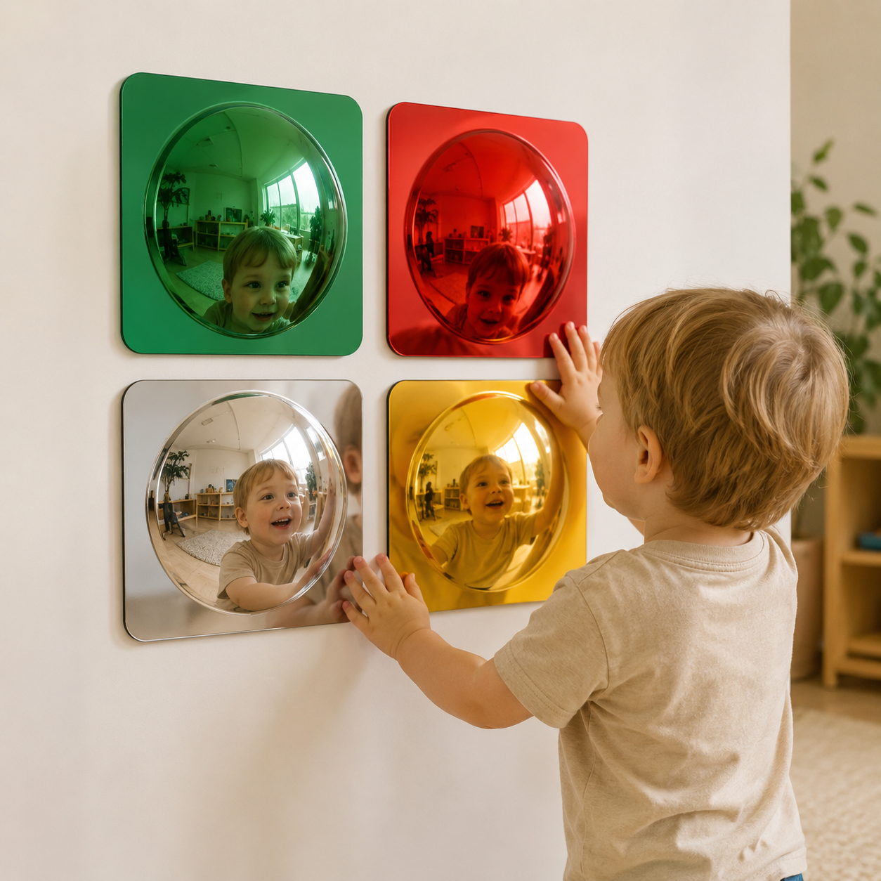 Bubble Mirror Set (4 Pack) – Sensory Wall Mirrors for Kids | Red, Yellow, Green & Clear - HAPPY GUMNUT