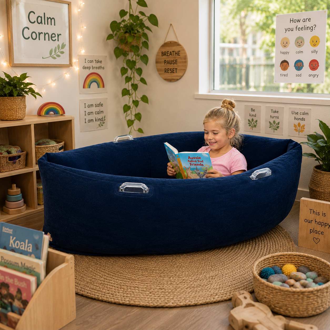 150cm Inflatable Peapod Boat Sensory Kids Play Comfy Clam Pea Pod Chair Area