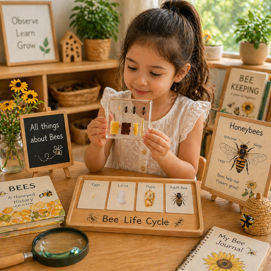 Honeybee Lifecycle Bee Life Cycle Epoxy Specimens in Resin Kids Learning Material - HAPPY GUMNUT