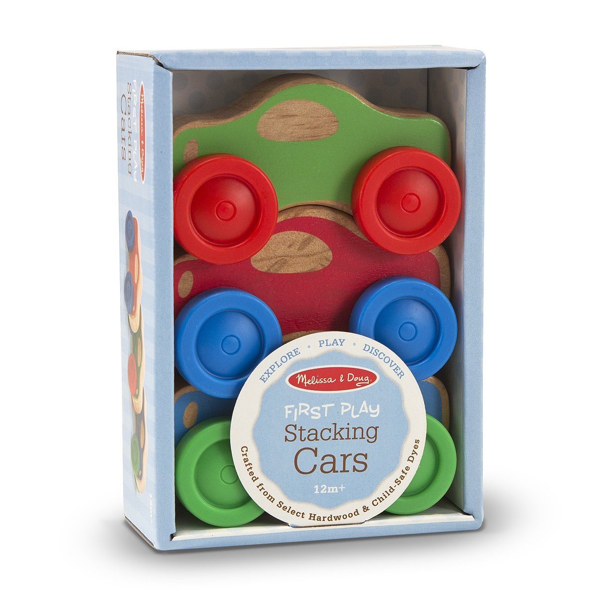 Wooden Push Rolling LIttle Stackable Car Toy