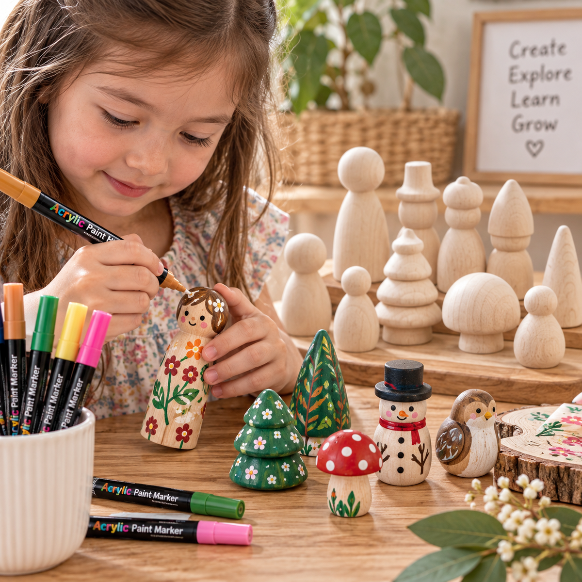 Wooden Peg Dolls Loose Parts Assorted Peg Leg Dolls for Kids DIY Craft Play - HAPPY GUMNUT