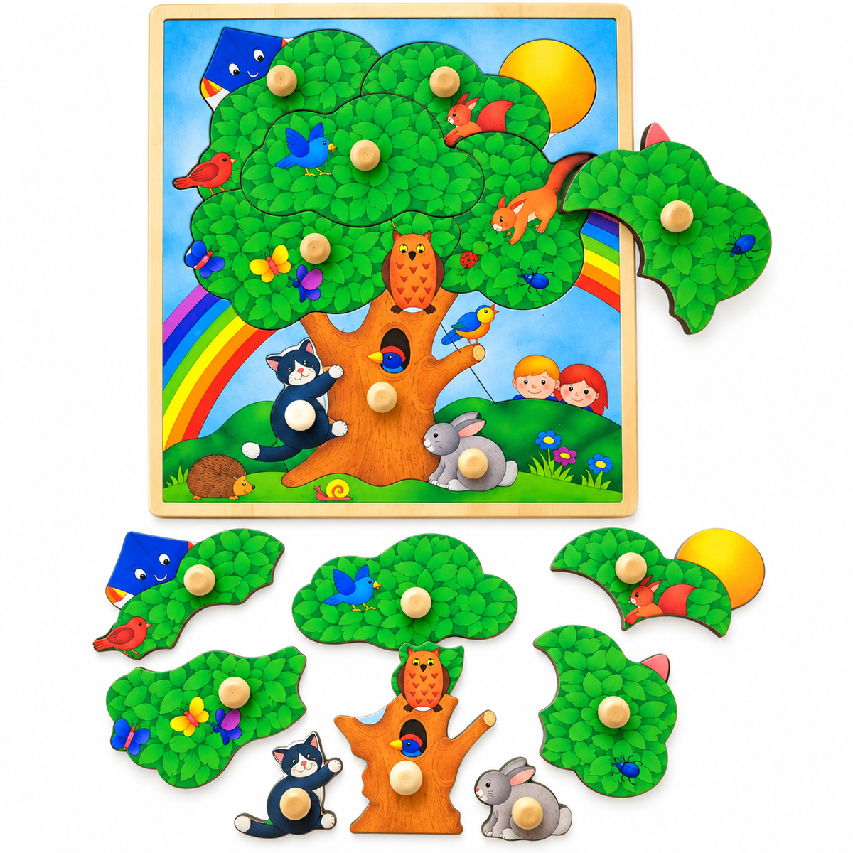 Kids Educational Wooden Knob Puzzles Forest Animals Vehicles Farm Puzzles for Children - HAPPY GUMNUT