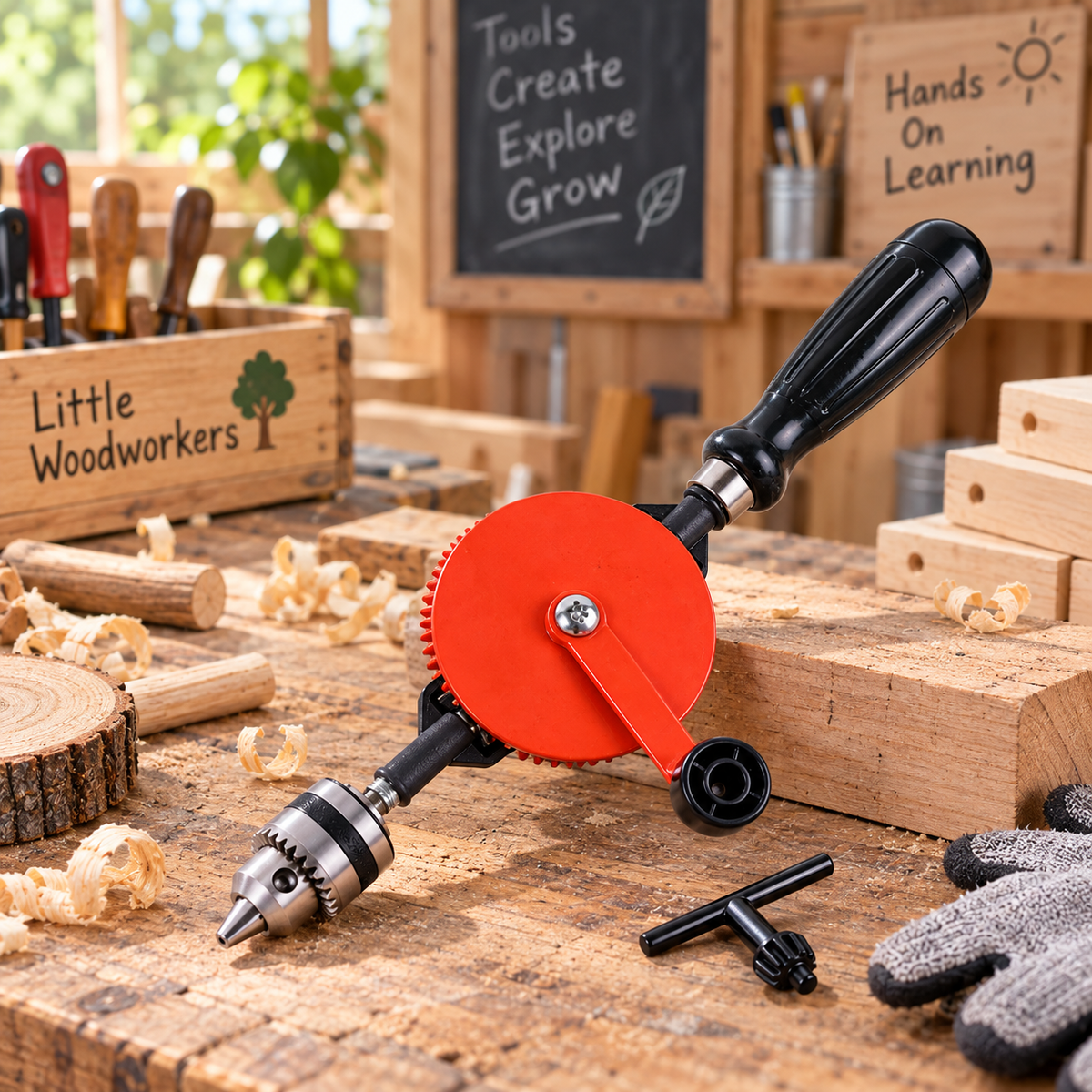 Children Old School Manual Spinning Hand Drill – Kids Woodworking &amp; Bushcraft Tool - HAPPY GUMNUT