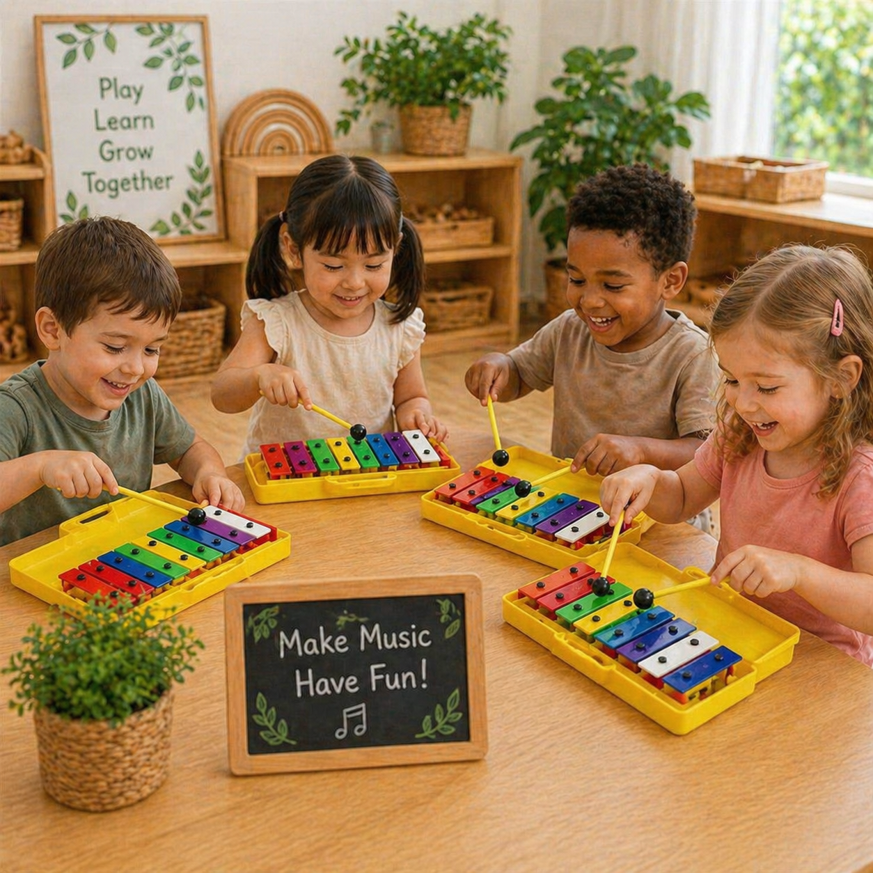 Percussion Chime Bar Set 8 Note Resonator Bell Xylophone  Instrument Sound Sensory Toy - HAPPY GUMNUT