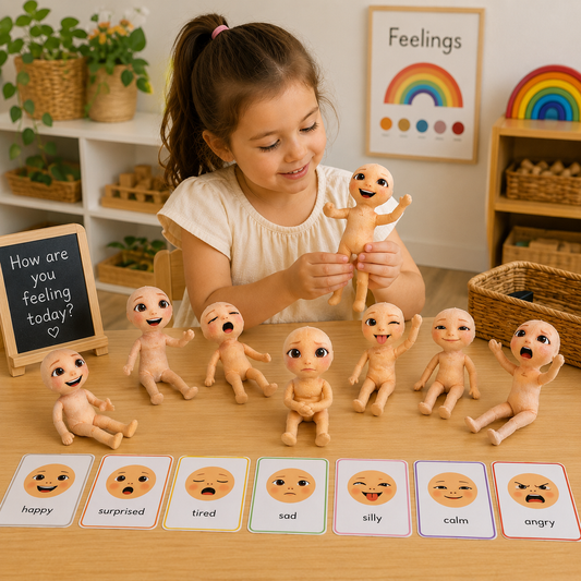 Set of 9  Flexible Feelings & Emotions Dolls – Social Emotional Learning & Role Play Self-regulation Toy