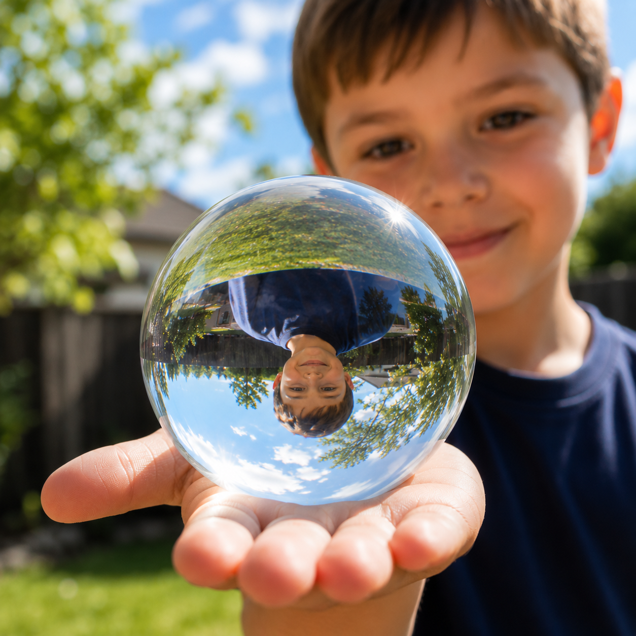 80mm Clear Glass Crystal Ball Sensory Educational Optical Illusions Viewer various Sizes 70mm - HAPPY GUMNUT