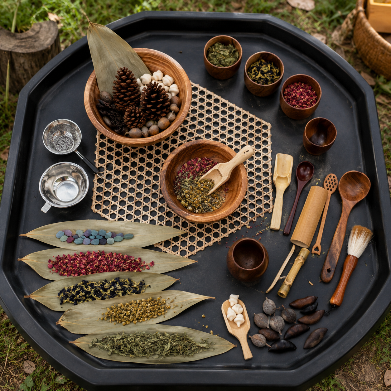 60+ Pieces Nature Ultimate Classroom Sensory Play Kit Bundle Wooden Tea Play Set