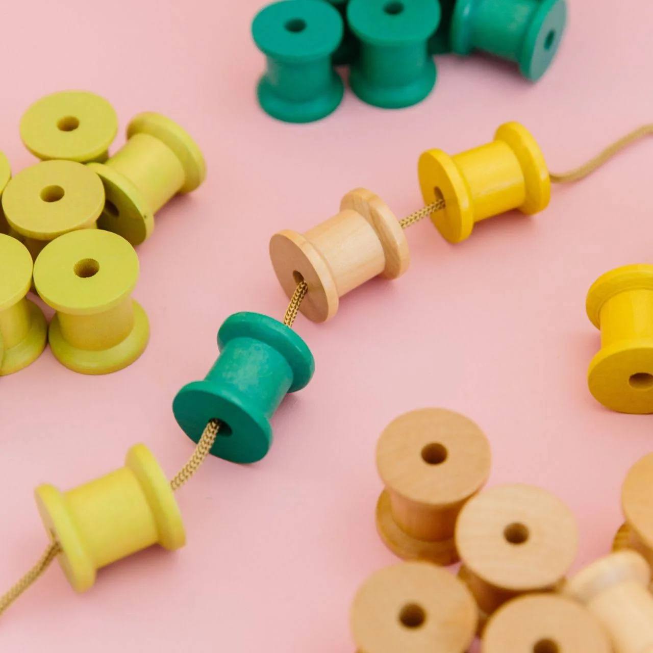 Freckled Frogs Wooden Bobbin Set Threading Reels