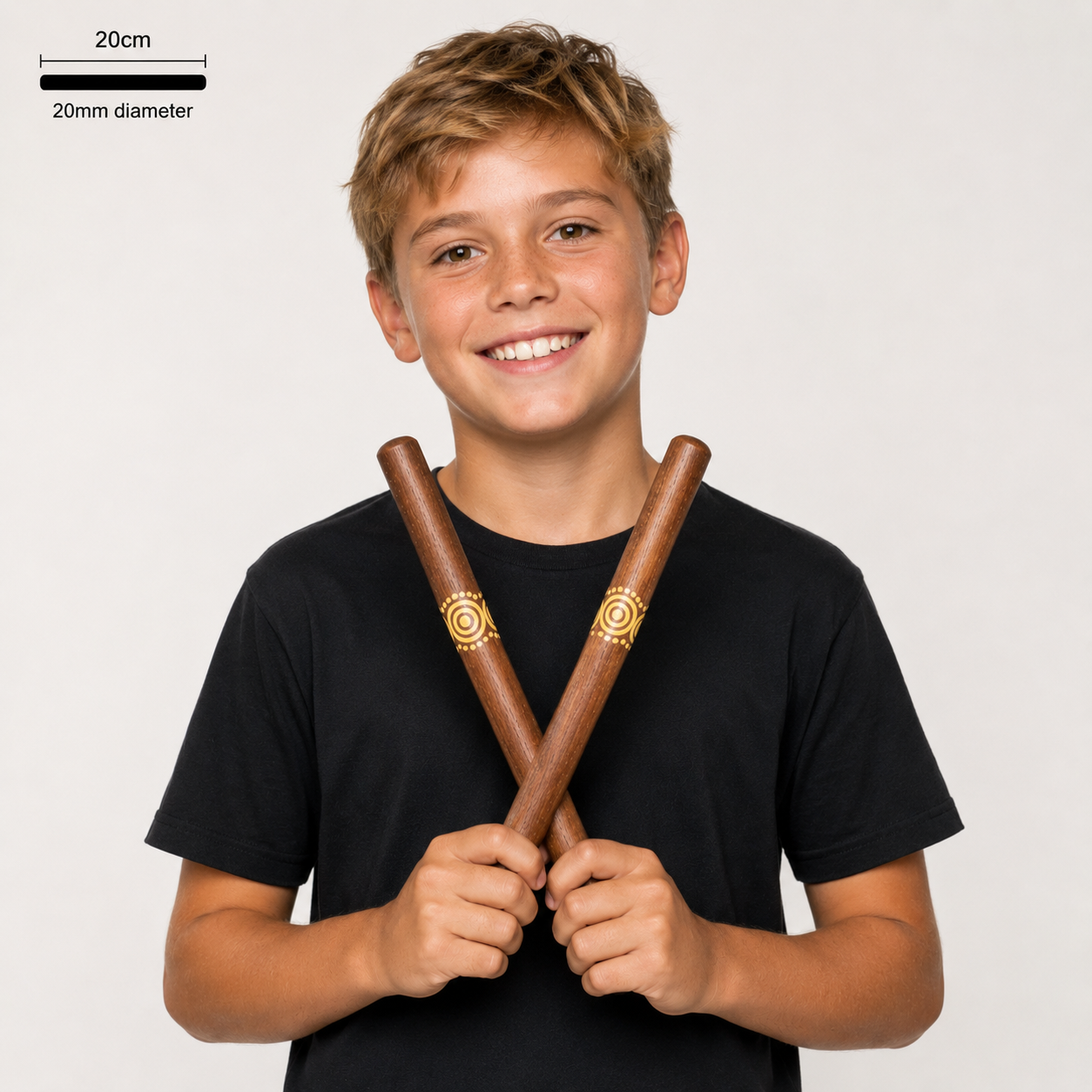 Australian Aboriginal Inspired Hardwood Clap Sticks | Educational Rhythm Sticks | 20cm Dense Timber | Ebony or Black Walnut | Sold as a Pair