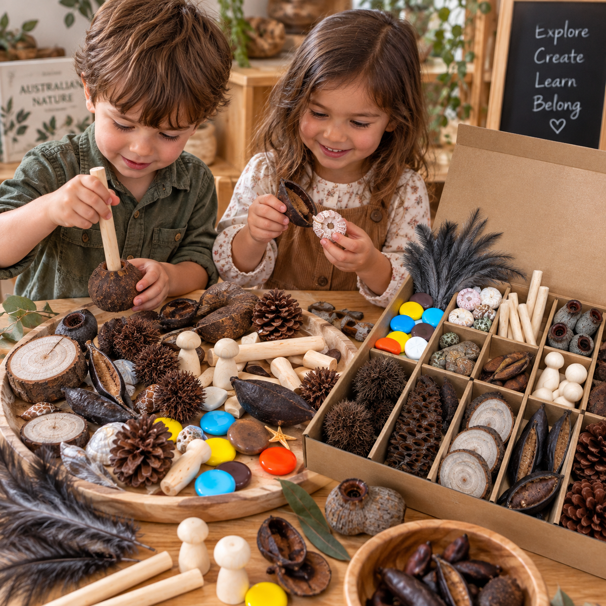 100 pcs Australian Natural Seed Pods Loose Part Play Kit for Kids Childcare Natural Play Open-ended Toy
