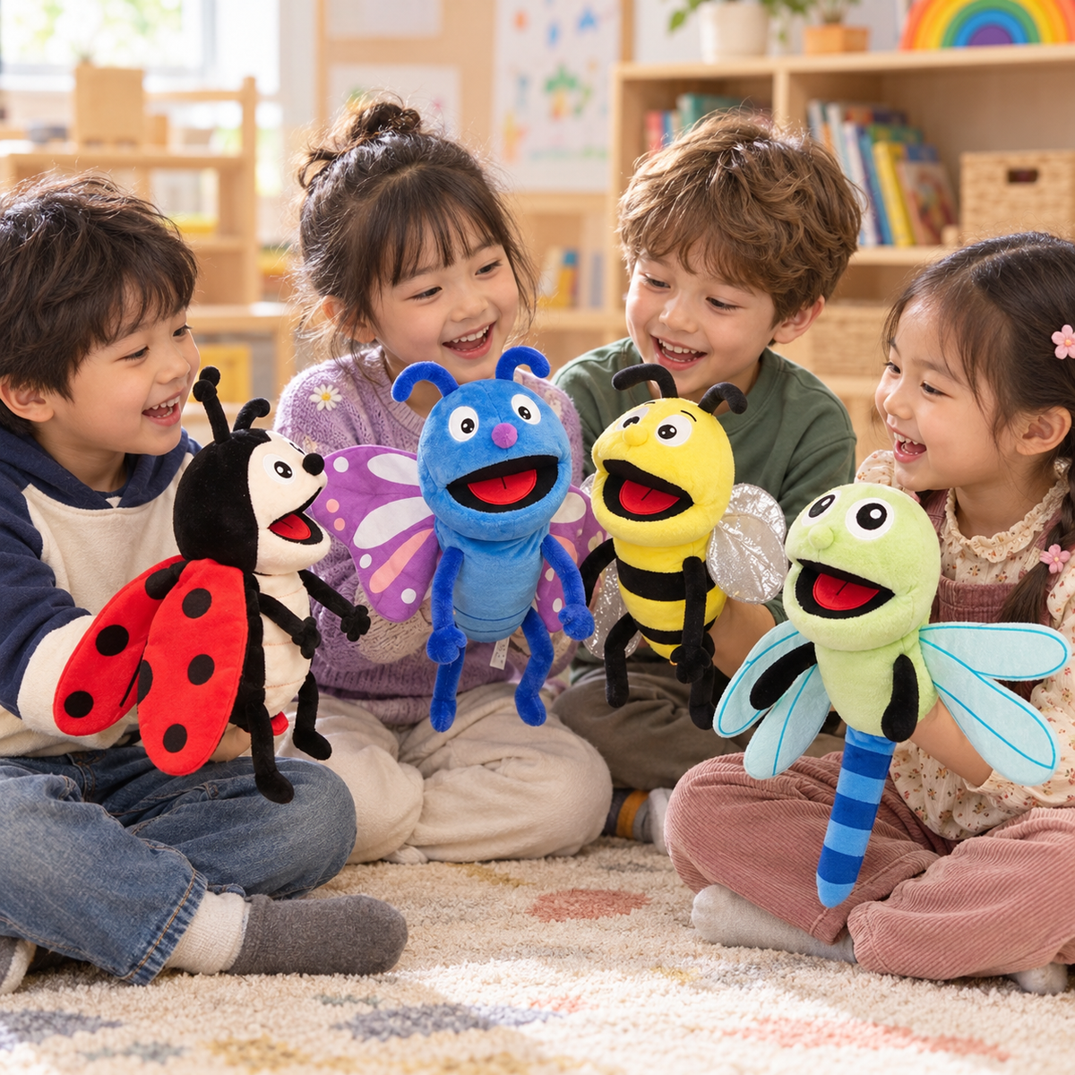 Butterfly, Ladybird,  Bee Hand Puppets Story Time Childcare Toy